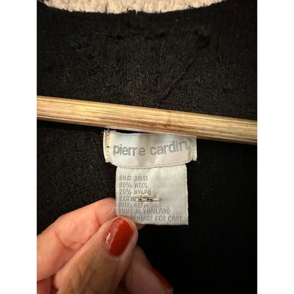 Vintage Pierre Cardin Black Wool Blend Shawl 51" X 31" - Picture 5 of 8